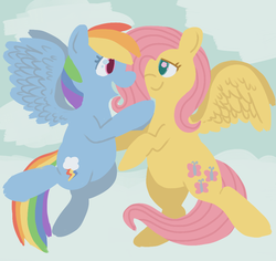 Size: 1000x943 | Tagged: safe, artist:tsumikishy, fluttershy, rainbow dash, g4, female, lesbian, ship:flutterdash, shipping