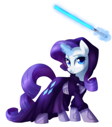 Size: 2296x2612 | Tagged: safe, artist:xnightmelody, rarity, g4, boots, clothes, female, high res, jedi, lightsaber, robes, solo, star wars