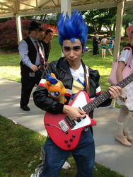Size: 720x960 | Tagged: safe, artist:takerucoh, flash sentry, human, equestria girls, g4, 2014, convention, cosplay, guitar, irl, irl human, musical instrument, photo, plushie, solo
