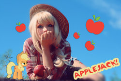 Size: 900x600 | Tagged: safe, artist:atly-san, applejack, human, g4, cosplay, freckles, irl, irl human, photo, solo
