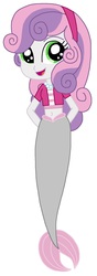 Size: 708x2020 | Tagged: dead source, safe, artist:cruelladevil84, sweetie belle, mermaid, equestria girls, g4, belly button, female, jewelry, mermaid tail, mermaidized, midriff, necklace, pearl necklace, solo, species swap