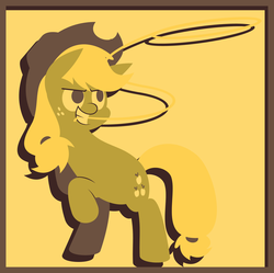 Size: 1635x1629 | Tagged: safe, artist:zacatron94, applejack, g4, female, lasso, limited palette, mouth hold, rearing, solo
