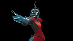 Size: 1366x768 | Tagged: safe, artist:friagram, queen chrysalis, changeling, anthro, g4, 3d, bipedal, female, mod, red dress, solo, spy, spy (tf2), team fortress 2