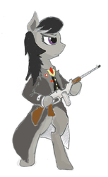 Size: 1330x2175 | Tagged: safe, artist:ansonlawanga, octavia melody, earth pony, pony, g4, bipedal, clothes, female, gun, solo, tommy gun, weapon