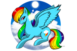 Size: 1024x683 | Tagged: safe, artist:silverglitterglide, rainbow dash, pegasus, pony, g4, cloud, female, looking at you, mare, prone, simple background, smiling, solo, sun, sunlight, transparent background