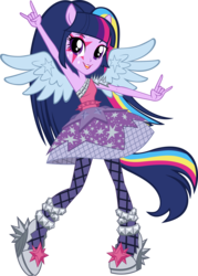 Size: 6077x8493 | Tagged: safe, artist:sugar-loop, twilight sparkle, equestria girls, g4, my little pony equestria girls: rainbow rocks, absurd resolution, box art, devil horn (gesture), female, pony ears, simple background, solo, transparent background, vector