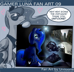 Size: 1280x1234 | Tagged: safe, artist:johnjoseco, artist:unitoone, princess luna, ask princess molestia, gamer luna, g4, gamer luna fan art, gran turismo, sunglasses