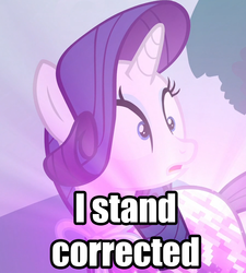 Size: 900x1000 | Tagged: safe, edit, edited screencap, screencap, rarity, g4, it ain't easy being breezies, caption, female, i stand corrected, image macro, solo, text