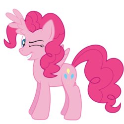 Size: 6000x6000 | Tagged: safe, artist:waveywaves, pinkie pie, alicorn, pony, g4, absurd resolution, alicron, female, horn, misplaced horns, misplaced wing, pinkiecorn, race swap, reverse alicorn, solo, wat, what has science done, xk-class end-of-the-world scenario