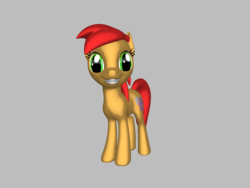 Size: 2000x1500 | Tagged: safe, tropical spring, earth pony, pony, ponylumen, g4, 3d, 3d pony creator, big grin, cutie mark, female, flower, gray background, grin, mare, simple background, smiling, solo