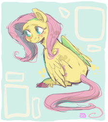 Size: 2347x2636 | Tagged: dead source, safe, artist:hahasauce, fluttershy, pegasus, pony, g4, female, high res, simple background, sitting, smiling, solo, unshorn fetlocks
