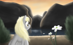 Size: 1280x800 | Tagged: safe, artist:whiro153, derpy hooves, g4, female, flower, solo