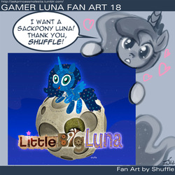 Size: 1280x1280 | Tagged: safe, artist:johnjoseco, artist:shuffle, princess luna, ask princess molestia, gamer luna, g4, crossover, cute, gamer luna fan art, little big planet, littlebigplanet, lunabetes