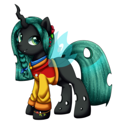 Size: 1024x1050 | Tagged: safe, artist:midnight-estelle, oc, oc only, oc:gallow wisp, changeling, solo