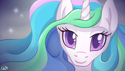 Size: 1536x864 | Tagged: safe, artist:oomles, princess celestia, alicorn, pony, g4, bust, female, looking at you, portrait, solo