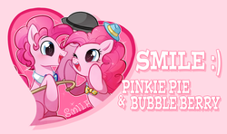 Size: 1634x969 | Tagged: safe, artist:sp415, pinkie pie, g4, bubble berry, female, heart eyes, male, rule 63, self ponidox, selfcest, ship:bubblepie, shipping, straight, wallpaper
