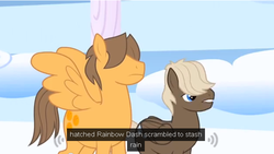 Size: 627x354 | Tagged: safe, screencap, dumbbell, hoops, rainbow dash, g4, sonic rainboom (episode), meme, youtube caption