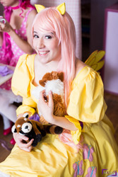Size: 1867x2800 | Tagged: safe, artist:lynah, fluttershy, human, g4, cosplay, irl, irl human, photo, plushie, solo