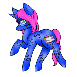 Size: 500x500 | Tagged: safe, oc, oc only, oc:earl grey, pony, unicorn, cutie mark, monocle, solo, tattoo