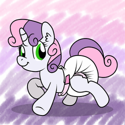 Size: 1280x1280 | Tagged: safe, artist:fillyscoots42, sweetie belle, g4, cute, diaper, diasweetes, female, non-baby in diaper, poofy diaper, solo
