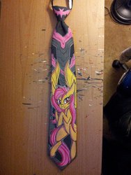 Size: 720x960 | Tagged: safe, artist:raptor007, fluttershy, g4, customized toy, flutterbat, irl, necktie, photo, solo