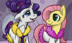 Size: 854x512 | Tagged: safe, artist:athensthegreat, fluttershy, rarity, g4, spa