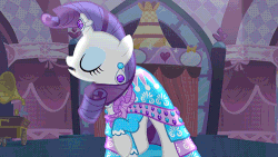 Size: 500x281 | Tagged: safe, screencap, rarity, pony, g4, season 4, simple ways, animated, clothes, dress, female, horn, horn ring, solo