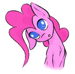 Size: 275x269 | Tagged: safe, artist:whazzam95, pinkie pie, earth pony, pony, g4, :o, cute, female, floppy ears, head tilt, no pupils, open mouth, simple background, solo, white background