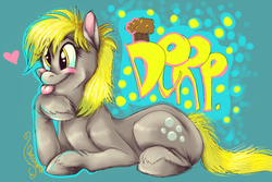 Size: 1024x683 | Tagged: safe, artist:oncelersexgirlfriend, derpy hooves, pegasus, pony, g4, cute, female, mare, muffin, solo, that pony sure does love muffins, unshorn fetlocks