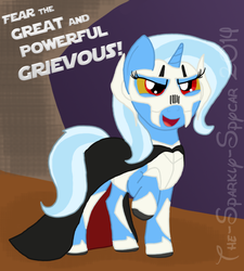 Size: 765x849 | Tagged: safe, artist:the-sparkly-spycar, trixie, pony, unicorn, g4, clothes, costume, crossover, female, general grievous, mare, solo, star wars