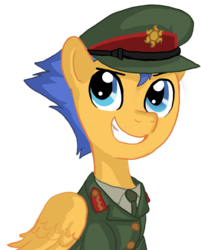 Size: 724x900 | Tagged: safe, artist:everlastingderp, flash sentry, general flash, pegasus, pony, g4, male, military uniform, portrait, smiling, solo, stallion