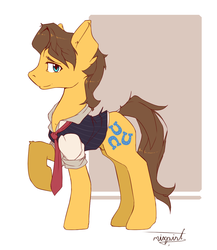 Size: 936x1080 | Tagged: safe, artist:imspainter, caramel, earth pony, pony, g4, clothes, cute, hipster, male, necktie, remake, shirt, solo, stallion, vest