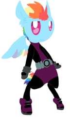 Size: 568x986 | Tagged: safe, artist:angelstar000, rainbow dash, pony, g4, ask, ask-thecolts, beast boy, bipedal, clothes, cosplay, costume, crossover, rainbow blitz, request, rule 63, solo, teen titans, tumblr