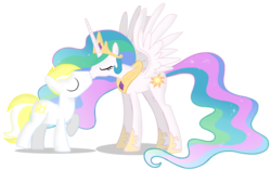 Size: 865x544 | Tagged: safe, artist:candianmatt, princess celestia, oc, oc:sunlight, alicorn, earth pony, pony, g4, canon x oc, female, kissing, male, shipping, straight