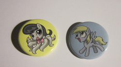Size: 900x497 | Tagged: safe, artist:johnjoseco, derpy hooves, octavia melody, octopus, pegasus, pony, g4, button, buttons, female, mare, octaviapus