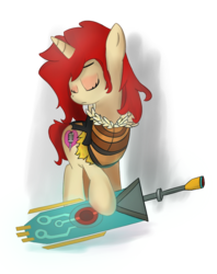 Size: 857x1080 | Tagged: safe, artist:doombie43, pony, ponified, red (transistor), simple background, solo, sword, transistor, transparent background