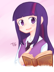 Size: 600x800 | Tagged: safe, artist:gyaheung, twilight sparkle, human, g4, book, female, humanized, necktie, solo