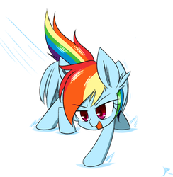 Size: 645x660 | Tagged: safe, artist:ranban, rainbow dash, g4, behaving like a cat, female, simple background, solo