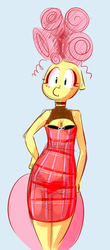 Size: 750x1700 | Tagged: safe, artist:musicalgenius, fluttershy, anthro, g4, alternate hairstyle, clothes, dress, female, solo