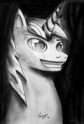 Size: 1597x2365 | Tagged: safe, artist:qwixlochflow, shining armor, g4, male, solo, traditional art