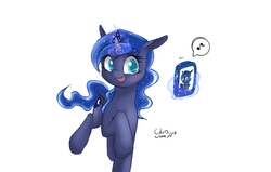 Size: 2200x1400 | Tagged: safe, artist:xcopyen002, princess luna, g4, cellphone, female, phone, selfie, simple background, smartphone, solo