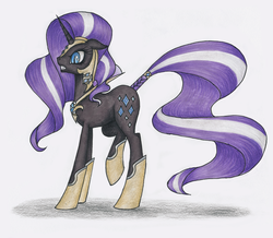 Size: 2455x2141 | Tagged: safe, artist:magical-marauder, nightmare rarity, g4, .psd available, female, high res, solo, traditional art