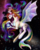 Size: 4000x5000 | Tagged: safe, artist:silfoe, oc, oc only, oc:fausticorn, draconequus, merpony, absurd resolution, and that's how equestria was made, antlers, blackest night, blackest night equestria, cosmic giant, creation, emotional spectrum, entity, ethereal mane, fish tail, galaxy, goddess, green lantern, horsehead nebula, hybrid wings, life, macro, origin story, ouroboros, planet, pony bigger than a planet, smiling, solo, space, spread wings, stars, world