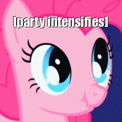 Size: 250x250 | Tagged: safe, pinkie pie, earth pony, pony, g4, animated, descriptive noise, female, mare, meme, party, scrunchy face, solo, vibrating, x intensifies