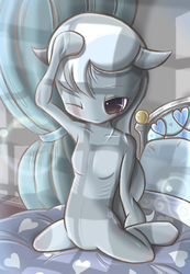 Size: 1800x2600 | Tagged: safe, artist:enten000, silver spoon, earth pony, semi-anthro, g4, armpits, female, loose hair, morning ponies, pixiv, solo, upgrade