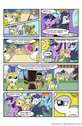 Size: 792x1224 | Tagged: safe, artist:donzatch, applejack, fluttershy, pinkie pie, rainbow dash, rarity, twilight sparkle, alicorn, pony, comic:tale of twilight, g4, comic, female, mane six, mare, royal guard, twilight sparkle (alicorn)