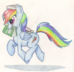 Size: 1080x1057 | Tagged: safe, artist:missy12113, rainbow dash, g4, book, female, solo, traditional art