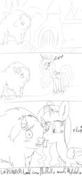 Size: 1600x3406 | Tagged: safe, artist:magical disaster, princess celestia, alicorn, bison, buffalo, pony, princess molestia, g4, 30 minute art challenge, monochrome, rough sketch, tongue out