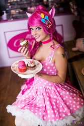 Size: 1867x2800 | Tagged: safe, artist:allycosplay, pinkie pie, human, g4, cosplay, cupcake, irl, irl human, photo, solo