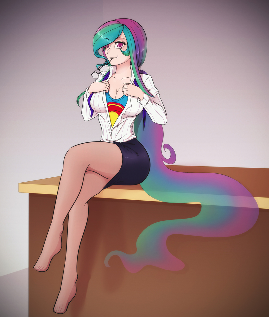 661086 Suggestive Artistscorpdk Princess Celestia Human G4 Bedroom Eyes Breasts Busty 6480